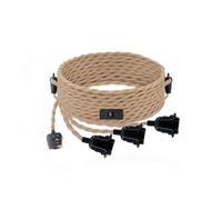 Nordreach 6.8M Vintage Pendant Light Ceiling Lighting Fitting, 3 Lights E27 Lamp Holder Suspended Pendant Light Fitting with On/Off Switch & UK Plug, Natural Jute Rope