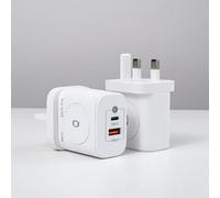 Nordreach for iwatch Charger Cable with Dock, 20W, 3 in 1 PD Fast Charger UK for iWatch Series SE/Ultra/10/9/8/7/6 Travel Essentials Fast Charging Block with USB C Plug, White