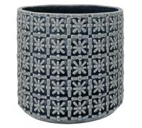 Nordring Ceramic Flower Pot Cross - colorful Planter, Pot for plants, sukkulents Size M (12,5 cm ø) Dia 5'', Stoneware, grey