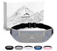 Nordrun® Adjustable & Waterproof Running Belt for Women & Men | Running Waist Pack Fits All Phones | Running Phone Holder | Sports Waist Bag | Running Belt (Grey)