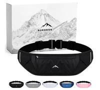 Nordrun® Adjustable & Waterproof Running Belt for Women & Men | Running Waist Pack Fits All Phones | Running Phone Holder | Sports Waist Bag | Running Belt (Black)