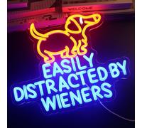 Nordstylee Dachshund Weiner Dog Neon Sign, Large, Red, Humorous, Wall Mount, Silicone, Acrylic, DECORATIVE_SIGNAGE, Dog-Themed, Easily Distracted By Wieners