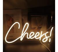 Nordstylee LED Cheers Neon Sign Word Light Up Signs for Bedroom Home Game Room Beer Bar Club Pub Hotal Desk Wall Art Decorations Party Light(Warm white)