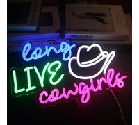 Nordstylee Long Live Cowgirls Neon Sign, Country Living Led Sign,Cowboy Room Wall Decor,Cowgirl Neon Light sign Hat Light Up Signs for Game Room Home Bar Art Wall Decor