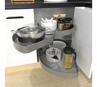 Nordswal Blind Corner Cabinet Pullout Organizer,2-Tie Adjustable Height Swing Tray,Soft Close Kitchen Cabinet Pull Out Organizer for 900-1000mm Cabinet (Grey/Left Open)