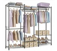 Nordswal Heavy Duty Open Wardrobe, Freestanding Clothes Rail with 4 Hanging Rods & 8 Adjustable Mesh Shelves, Large Clothing Storage Organiser for Bedroom, Cloakroom