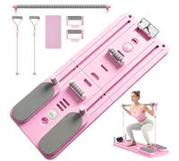 Nordswal Pilates Board with Smart Timer and Resistance Bands, Foldable Reformer Machine, Reformer Pilates Board for Core, Abs, Upper Body Training, Pink
