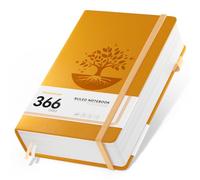 NORDUN Notebook A5 Lined Journal,Hardcover Leather Journal with 366 Pages 100gsm Thick Paper, Index Tabs,College Ruled Notebook for Women Men Writing Work School Office,14.5 x 21cm - Yellow