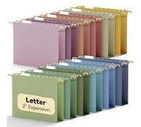 NORDUN Plastic Extra Capacity Hanging File Folder Letter Size,Heavy Duty 2" Expandable File Folder with Tabs,Reinforced Job File Cabinet Folders,12 Pack Pastel Hang Folder for File Box Drawers Frame