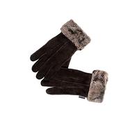 Nordvek Womens Sheepskin Gloves - Fold Back Cuff - Suede # 301-100 - Chocolate - S/M