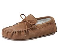 Nordvek Womens Sheepskin Slippers- Non-Slip Hard Sole - Suede Moccasins # 430-100[Chestnut,UK 6]