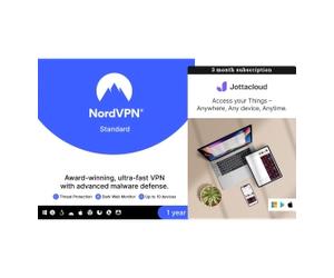 NordVPN Standard 10 devices - 1 Year + Jottacloud Personal Unlimited 3 Months | Secure backups