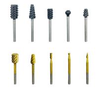 NordWolf 10-Piece Wood Carving Rasp Files Set for Rotary Tools, with 1/8" Straight Shank for Woodworking, Deburring, Shaping & Grooving in Storage Case