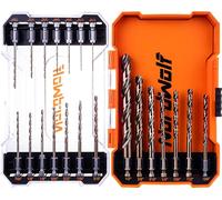 NordWolf 21-Piece M35 Cobalt Drill Bit Set for Stainless Steel, Hard Metals & Cast Iron, Jobber Length with 1/4" Hex Shank, SAE Sizes 1/16" to 1/2" in Storage Case