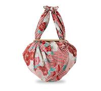 NOREN Furoshiki Wrapping Cloth Bag and Handle Set Retro Flower (100cm) Red Folding Bag
