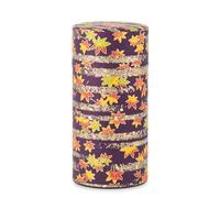 NOREN Japanese Tea Canister Tin (Yuzen Washi Paper - Autumn leaves/Purple), 7.06oz Size/Made in JAPAN