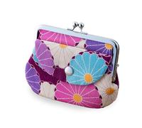 NOREN Kiss-Lock Change Wallet 14×12×2.5cm Double Structure Made in Japan Buckle Coin Purses Chrysanthemum (Purple)