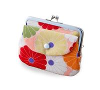 NOREN Kiss-Lock Change Wallet 14×12×2.5cm Double Structure Made in Japan Buckle Coin Purses Chrysanthemum (Pink)