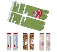 NOREN Tabi socks two toe socks for unisex 4 pair set (JAPANORAMA/Japanese Character-2) flip flop socks Cotton for women one size