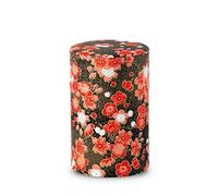 NOREN Tea caddy for loose leaf tea japanese washi paper 100g capacity Plum/Black tea caddies tea tin tea canister
