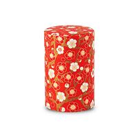 NOREN Tea caddy for loose leaf tea japanese washi paper 100g capacity (Plum Red) tea caddies tea tin tea canister