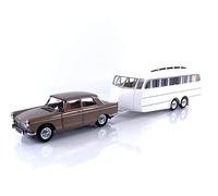 Norev 1:18 Peugeot 404 1965 - Brown Metallic with Caravan Hénon