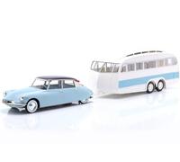 CITROEN DS19 bleu nuage + caravane HENON 1/18 1959
