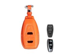 Noreyvis Handmade Genuine Leather Key Fob Cover Protective Shell Accessories with Keychain Compatible for Aston Martin DBX AML-KEY-1109 MY83-654024-AB 2020-2022 Smart Key Case(Orange)