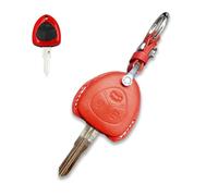 Noreyvis Handmade Genuine Leather Key Fob Cover Protective Shell Accessories With Keychain Compatible with 612 599 GTB FF 458 Italia(Red)