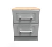Norfolk 2 Drawer Bedside Cabinet (Ready Assembled) Ready Assembled 2 U Dark Grey One Size