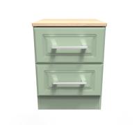 Norfolk 2 Drawer Bedside Cabinet (Ready Assembled) Ready Assembled 2 U Pale Green One Size