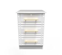 Welcome Furniture Ready Assembled Faye 3 Drawer Bedside Cabinet - Lockable In White Ash, White