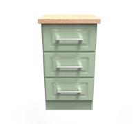 Norfolk 3 Drawer Bedside Cabinet (Ready Assembled) Ready Assembled 2 U Pale Green One Size