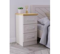 Elmley Ready Assembled 3 Drawer Bedside Cabinet - Kashmir Ash / Oak