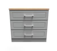 Norfolk 3 Drawer Chest (Ready Assembled) Ready Assembled 2 U Dark Grey One Size