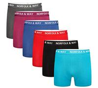 Norfolk and Way Mens Novelty Boxer Trunks - 6 Pack - Jacquard Waistband - 95% Cotton, 5% Elastane - S M L XL 2XL (Extra Large)