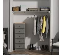 Welcome Furniture Ready Assembled Norfolk 5 Drawer Bedside Cabinet In Dusk Grey & Bardolino Oak, Grey