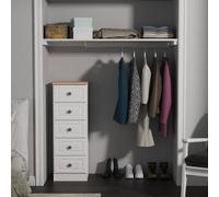 Norfolk Bedside Table White & Light Oak 5 Drawers 37cm