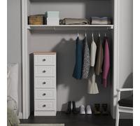 Welcome Furniture Ready Assembled Norfolk 5 Drawer Bedside Cabinet In White Ash & Bardolino Oak, White