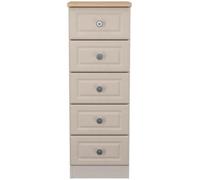 Norfolk Cashmere and Oak Effect 5 Drawer Narrow Chest