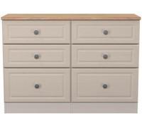 Norfolk Cashmere and Oak Effect 6 Drawer Midi Chest