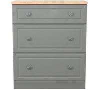 Norfolk Grey and Oak Effect 3 Drawer Deep Chest