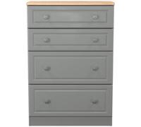 Norfolk Grey and Oak Effect 4 Drawer Deep Chest