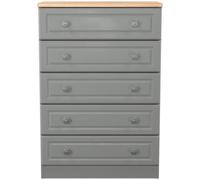 Norfolk Grey and Oak Effect 5 Drawer Chest
