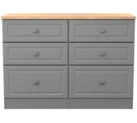 Norfolk Grey and Oak Effect 6 Drawer Midi Chest