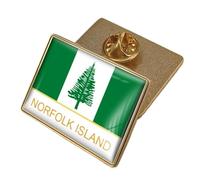 Norfolk Island Patriotic Flag Brooch - Vintage Square Text Flag Print Brooch,Ethnic Style Backpack Hats Accessories Badges Hard Brooches Pins For Man Women Character
