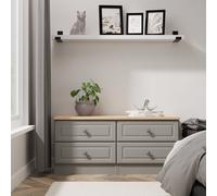 Welcome Furniture Ready Assembled Norfolk 4 Drawer Bed Box In Dusk Grey & Bardolino Oak, Grey