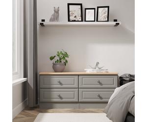 Norfolk Large Chest of Drawers Grey & Light Oak 4 Drawers 110cm