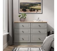 Norfolk Large Chest of Drawers Grey & Light Oak 6 Drawers 110cm
