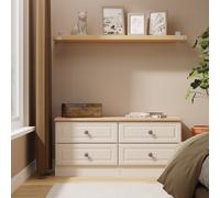 Welcome Furniture Ready Assembled Norfolk 4 Drawer Bed Box In Kashmir Ash & Bardolino Oak, Cream